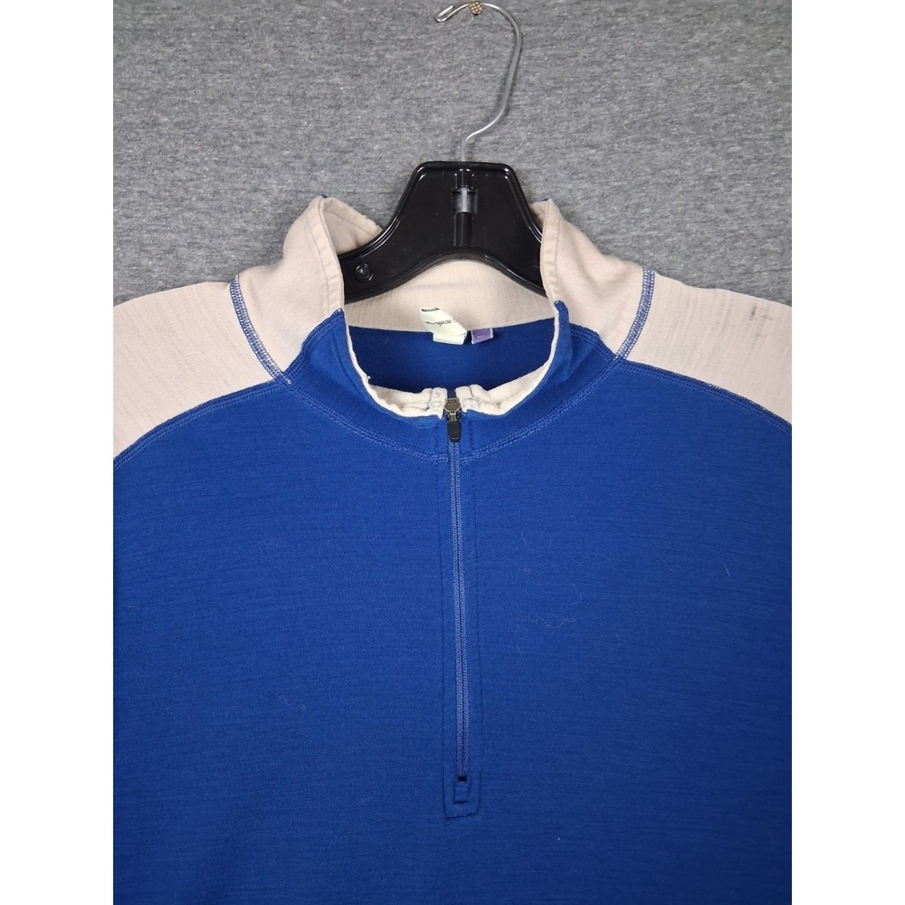 Ibex Mens XL Jacket 1/4 Zip Blue White Colorblock New Zealand Merino Hiking Ski